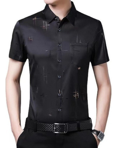 Camisa Verano Los Hombres De Manga Corta Seda Casuales