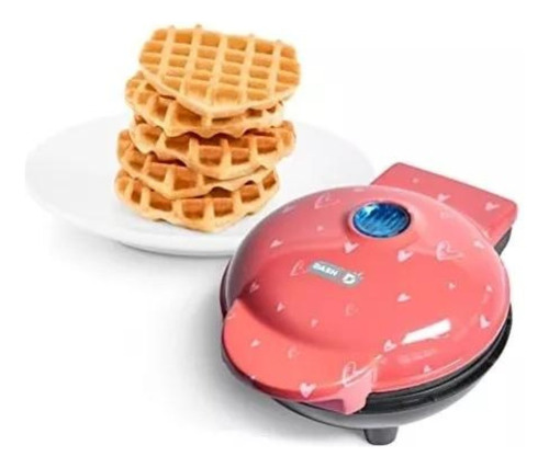 Mini Máquina Para Wafles Individuales Diseño De Corazón Rojo