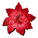 Flor De Nochebuena Grande De Terciopelo Roja 30 Cm 