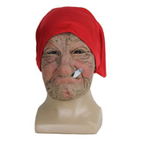 Mascara Abuela Látex Realista Halloween Anciana Fumando 
