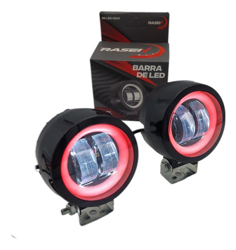 Par Faros Auxiliar Para Moto Redondo Lupa 2 Leds Luz Blanca 