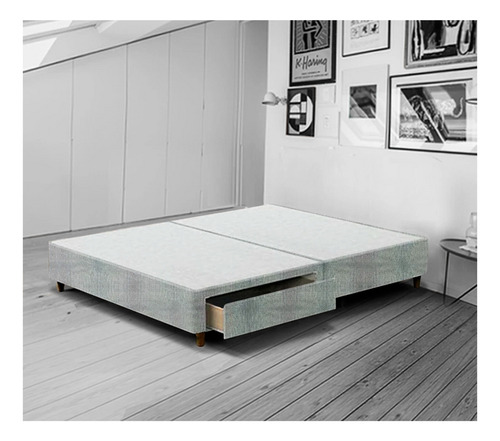 Base Suecia Queen Size Haspe Gris Box De 1pz Muebles