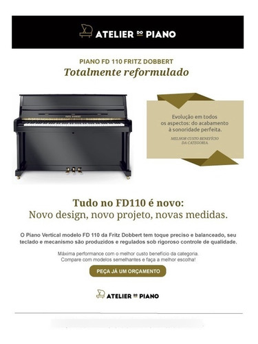 Piano Fritz Dobbert Modelo Novo Fd 110 Preto Auto Brilho