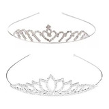 Corona Tiara Vincha Metal Strass + 4 Horquillas Evento Boda 