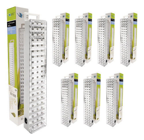 Pack 8 Luces Luz De Emergencia 60 Leds Slt 15hrs Autonomo