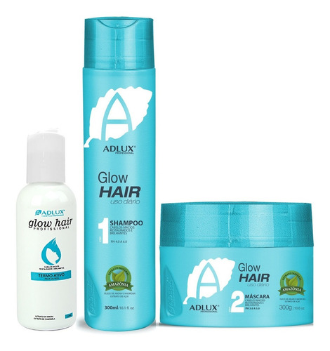 Kit Glow Hair Pós Progressiva Shampoo Aditivo E Mascara Fit Cor De Cabelo Todos Os Tipos De Cabelo