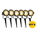 Kit 6 Espeto Luminária Led 5w Luz Branco Quente Jardim Grama Cor Da Carcaça Preto Cor Da Luz Branco-quente 100-250v