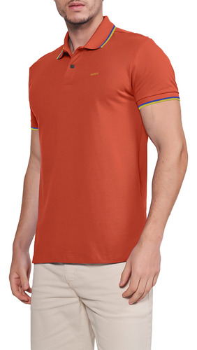 Camisa Polo Colcci Dual Line In24 Laranja Masculino