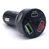 Cargador De Auto 12v 3 Puertos Usb 3.1a Pd 20w Qc 3.0 55w