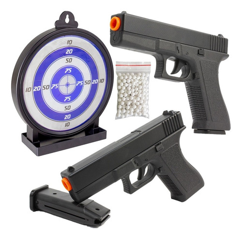 2 Pistola Airsoft Rossi Vg Gk-v307 Spring + Alvo Gel + Bbs