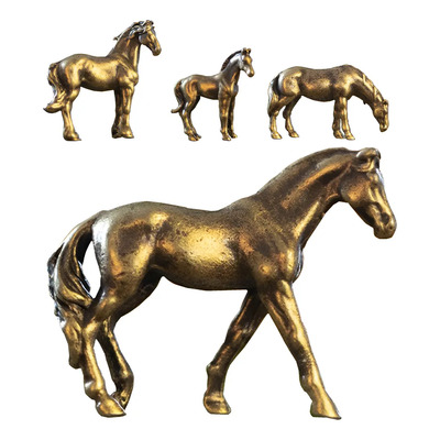 Minifiguritas De Caballo De Latón, 4 Unidades, Estatua Retro