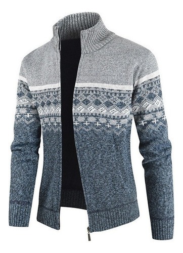 Cardigan Casual Com Zíper Masculino