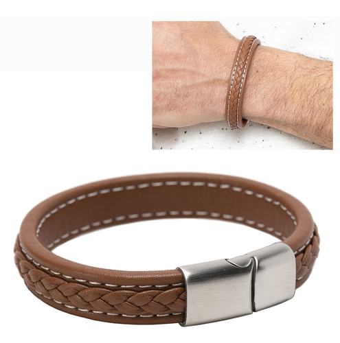 Pulsera De Cuero Clásica Café Juvenil Hombre Mujer Moda2019