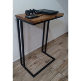 Mesa Arrime Auxiliar Hierro Madera Est. Industrial 50x35x75