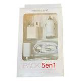 Pack 5 En 1, Cargador Auto,   Audifonos, Splitter Y Cable