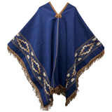 Poncho Incaico Adulto Guarda Pampa Unisex azul C/ Marron