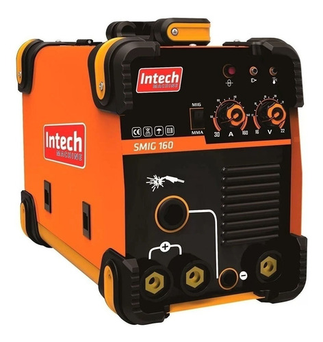 Máquina De Solda Inverter Intech Machine Smig160 Laranja E Preta 60hz 220v