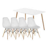 Juego De Comedor Linea Eames Mesa 140 X 80 + 4 Sillas Ct