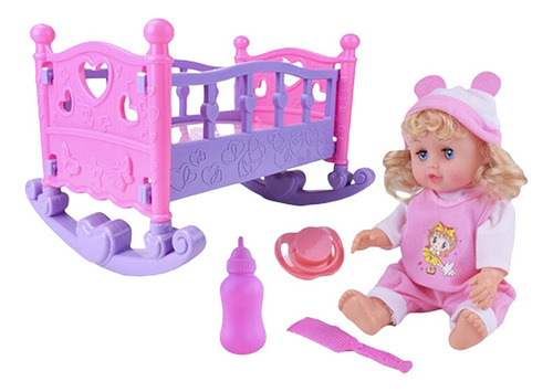 Baby Doll Rocking Bed Toy Cuna Regalo Juego De Roles Una