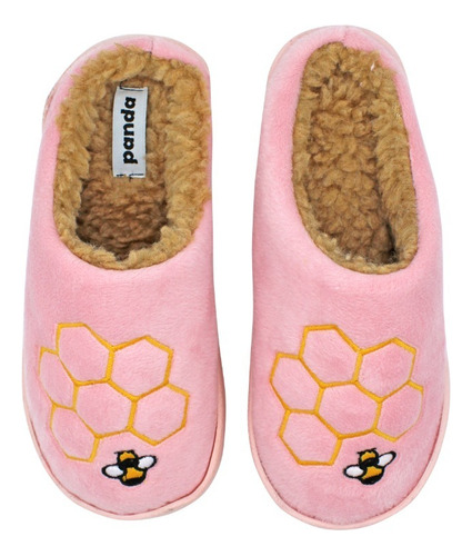 Pantuflas De Dama Panda Bordadas 