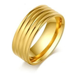 Anillo Acero Inoxidable Argolla Lineal Color Oro Para Mujer