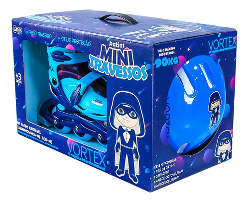 Kit Patins Ajustável + Kit De Proteção Completo Unik Toys