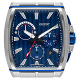 Relógio Orient Masculino Unique Cronógrafo Prata Quadrado Cor Da Correia Prateado Cor Do Bisel Prateado Cor Do Fundo Azul