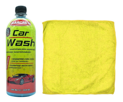  Shampoo Car Wash Margrey 1 L Y Toalla Microfibra Amarilla