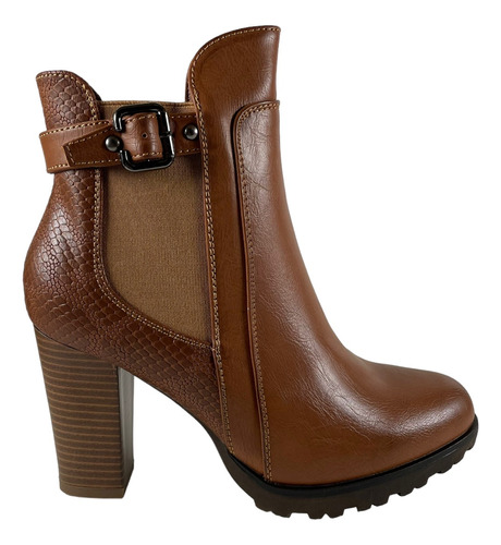 Botin Via Uno Mujer Color Camel Cuero Pu