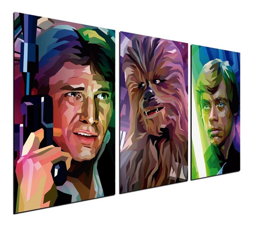 Cuadro Triptico 90x50cm Chewbacca Star Wars 