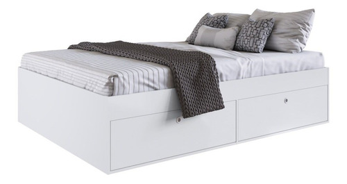 Cama Casal Queen 160cm Com 4 Portas Tókio Branco - Mpozenato