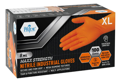 Guantes Industriales De Nitrilo Maxx Strength Naranja, ...