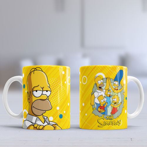 Taza Blanca Sublimada Diseño  Personajes De Los Simpson.