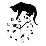Reloj De Pared Con Diseño De Gato Que No Hace Con Peces