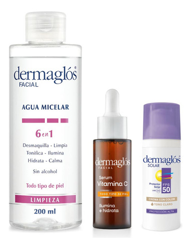 Kit Facial Dermaglós Serum Vit C Protector Solar Tono Claro