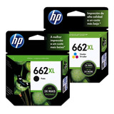 Kit De Cartucho Hp 662xl Preto E Colorido Original 