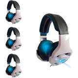 Audífonos Gamer 3d Con Luz Led G2000 Negro Con Blanco