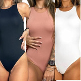 Kit 3 Body Feminino Camiseta Collant Cavado Suplex Liso Sexy
