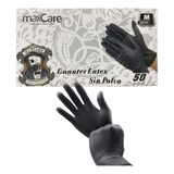 Maxcare® 50pcs Guante Negro Látex Sin Polvo Talla M