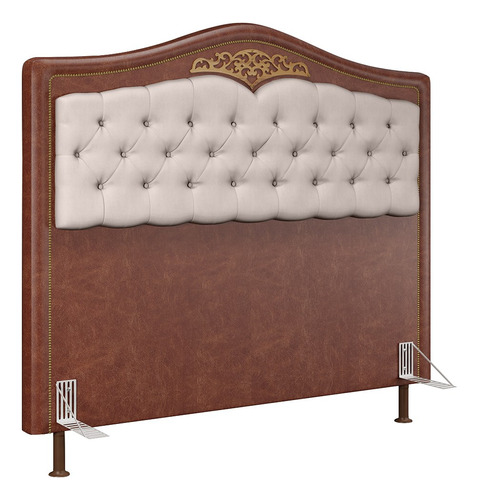 Cabeceira Cama Casal 140cm Tachas Imperial Facto Marrom/bege