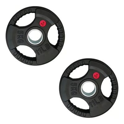 Par De Discos Gym Olimpicos Pesas Para Barra Agarradera 5 Kg Negro