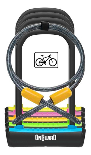 Candado Bicicleta + Guaya Onguard Neon 8154 U Lock Naranja