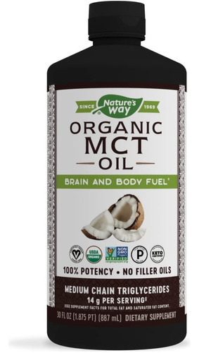 Aceite Mct Organico De Coco Premium Fuente Pura 887 Ml