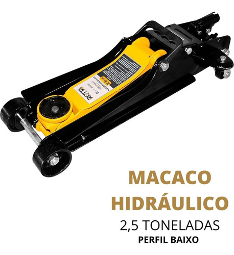 Macaco Hidráulico 2,5 Toneladas Jacaré Para Carro Rotta