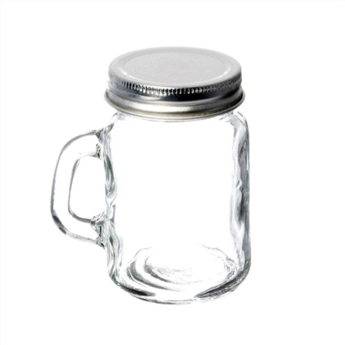 10 Mini Tarro Mason Jars 100 Ml Con Tapa Lisa Plata