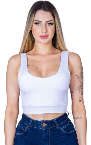 Blusinha Cropped Feminino Regatinha Blogueira Com Bojo 