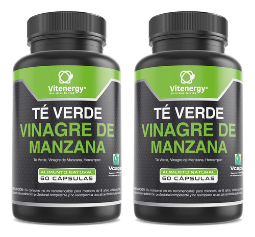 Te Verde + Vinagre Manzana + Hercampuri X 2 Detox Depurador