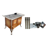 Cocina Leña 4plts. Enlozada/fierro Fundido 82x56 Con Kit Ins