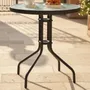 Mesa Redonda Vidrio 60 Cm Exterior Jardín Balcón Negro
