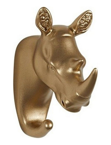 Gancho Decorativo Animal Rinoceronte Gold Parede Cabideiro 